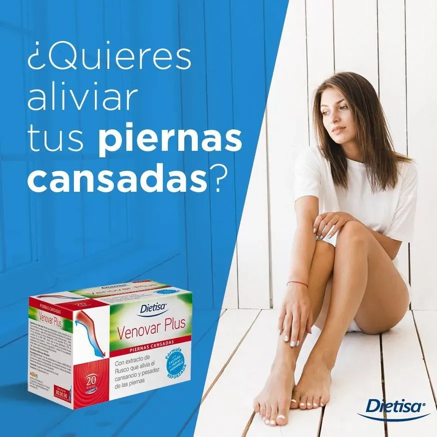 Anuncio de Venovar Plus para aliviar las piernas cansadas